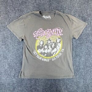 Aerosmith Get Your Wings US Tour '74 T Shirt Mens XL Gray Graphic Print Cotton